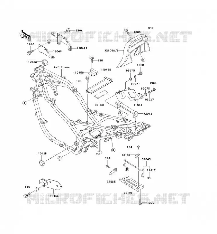 PIECE DE CADRE (COUVERTURE) Kawasaki MOTOS 500 2003 GPZ500S  EX500-E10