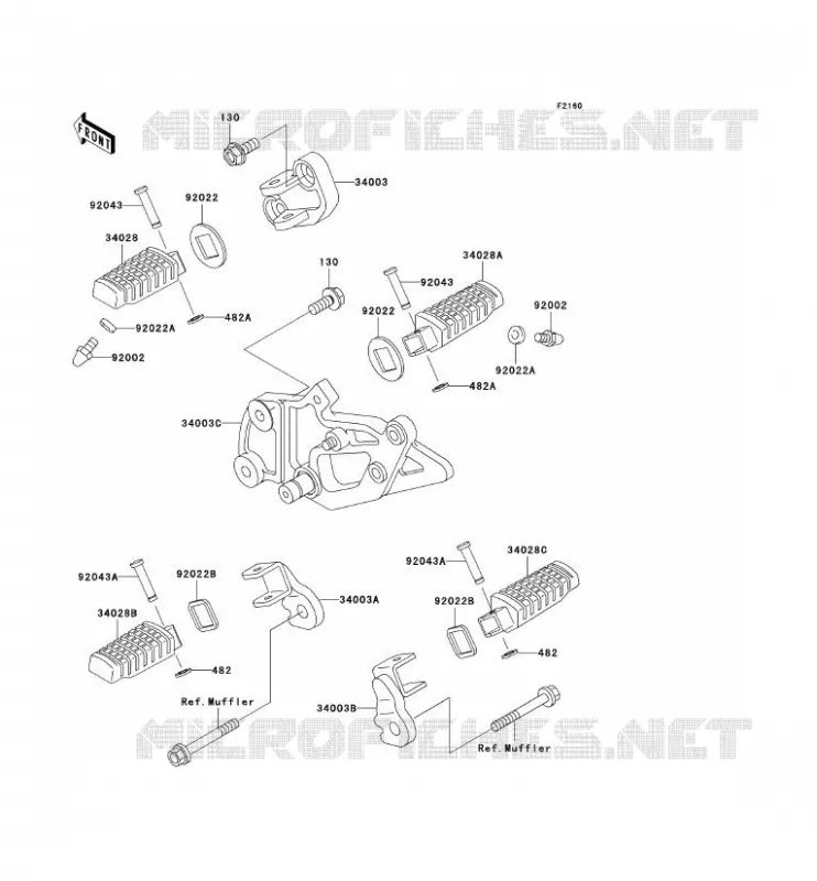 REPOSE PIED Kawasaki MOTOS 500 2003 GPZ500S  EX500-E10