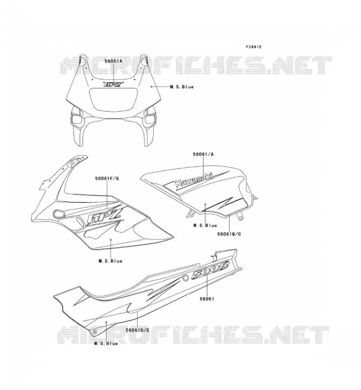 Decals(M.S.Blue) Kawasaki MOTOS 500 1995 GPZ500S  EX500-E2