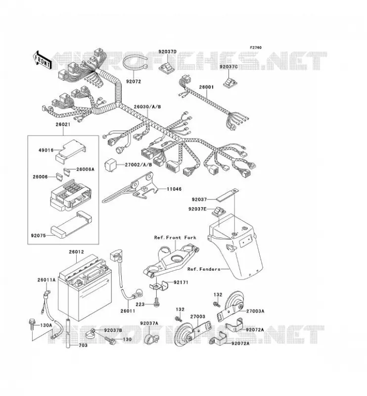 CHASSIS EQUIPMENT ELECTRIQUE Kawasaki MOTOS 500 2000 GPZ500S  EX500-E7