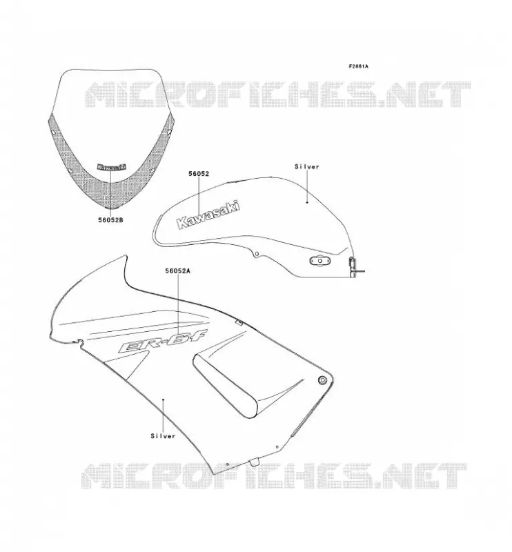 DECALS(SILVER) Kawasaki MOTOS 650 2006 ER-6F  EX650A6F