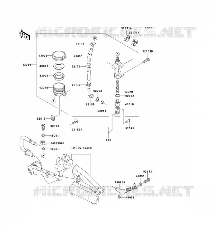 MAITRE CYLINDRE ARRI&Egrave;RE Kawasaki MOTOS 650 2007 ER-6F  EX650A7F
