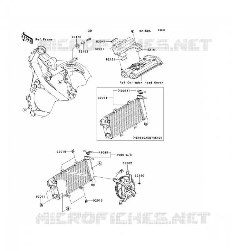 RADIATEUR Kawasaki MOTOS 650 2008 ER-6F  EX650A8F