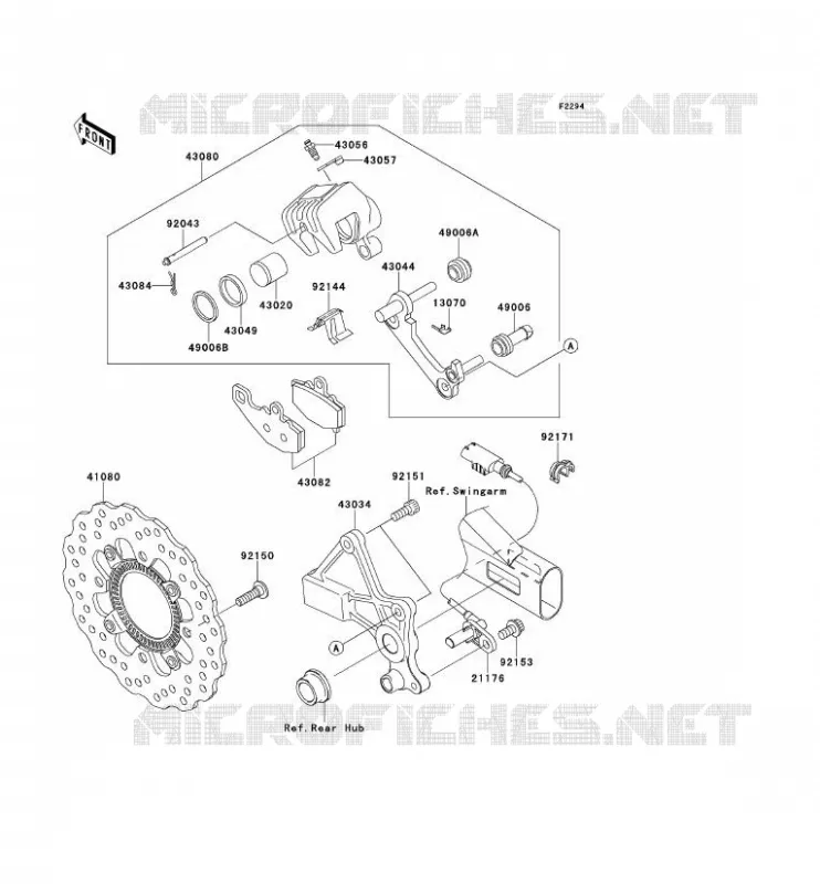 FREIN ARRIERE Kawasaki MOTOS 650 2006 ER-6F ABS  EX650B6F