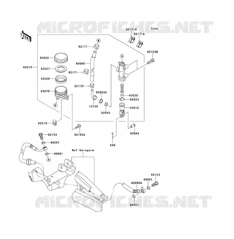 MAITRE CYLINDRE ARRI&Egrave;RE Kawasaki MOTOS 650 2009 ER-6F  EX650C9F
