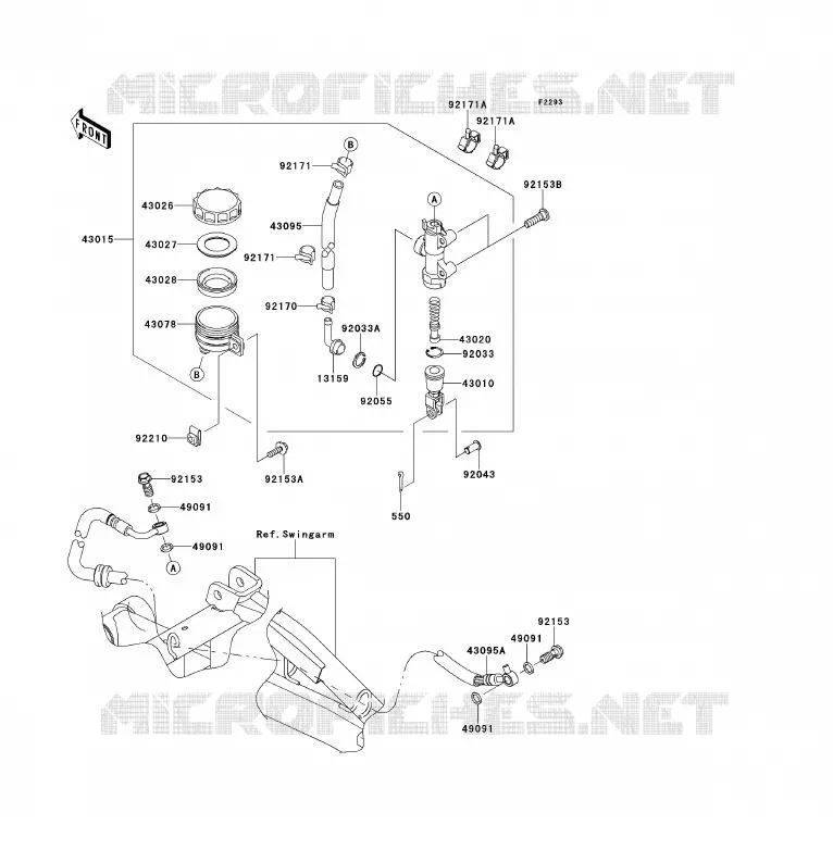 MAITRE CYLINDRE ARRI&Egrave;RE Kawasaki MOTOS 650 2009 ER-6F  EX650C9F