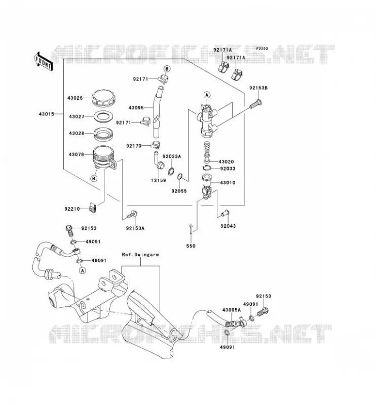 MAITRE CYLINDRE ARRI&Egrave;RE Kawasaki MOTOS 650 2011 ER-6F  EX650CBF