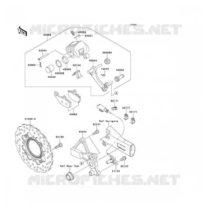 FREIN ARRIERE Kawasaki MOTOS 650 2010 ER-6F ABS  EX650DAF