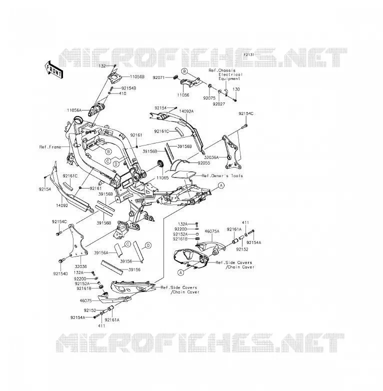 PIECE DE CADRE (COUVERTURE) Kawasaki MOTOS 650 2012 ER-6F  EX650ECF