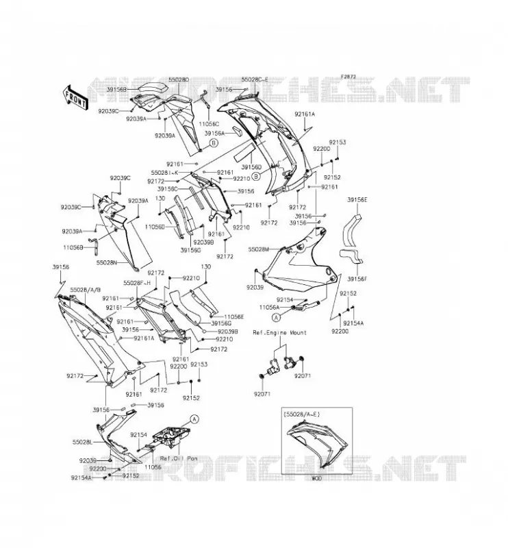 CARENAGE INFERIEUR Kawasaki MOTOS 650 2012 ER-6F  EX650ECF