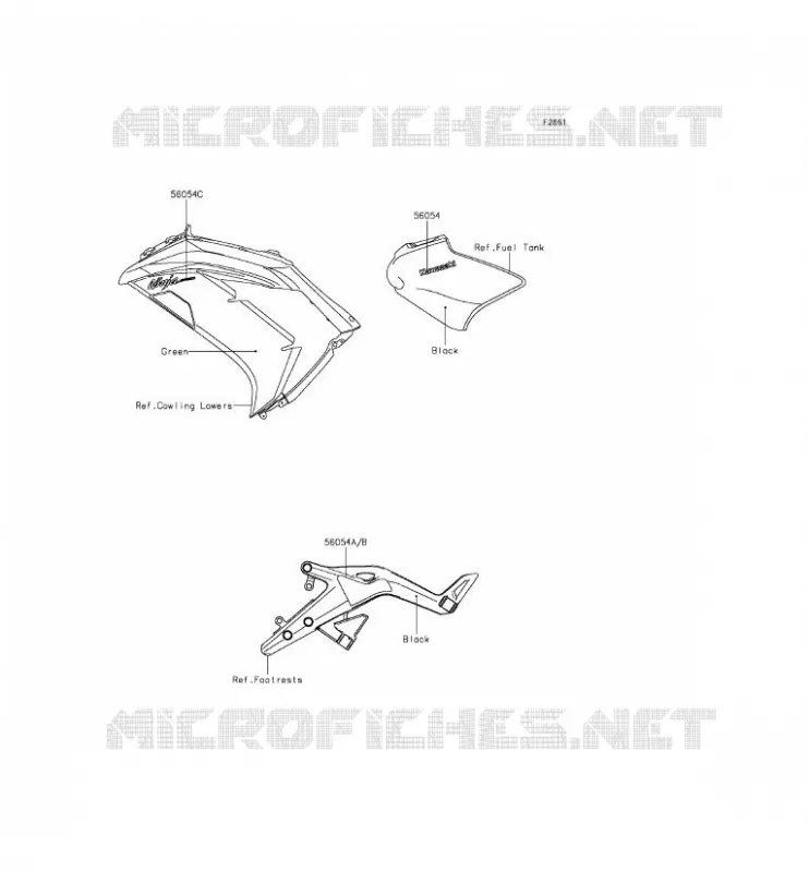 STICKER(GREEN) Kawasaki MOTOS 650 2012 ER-6F  EX650ECF