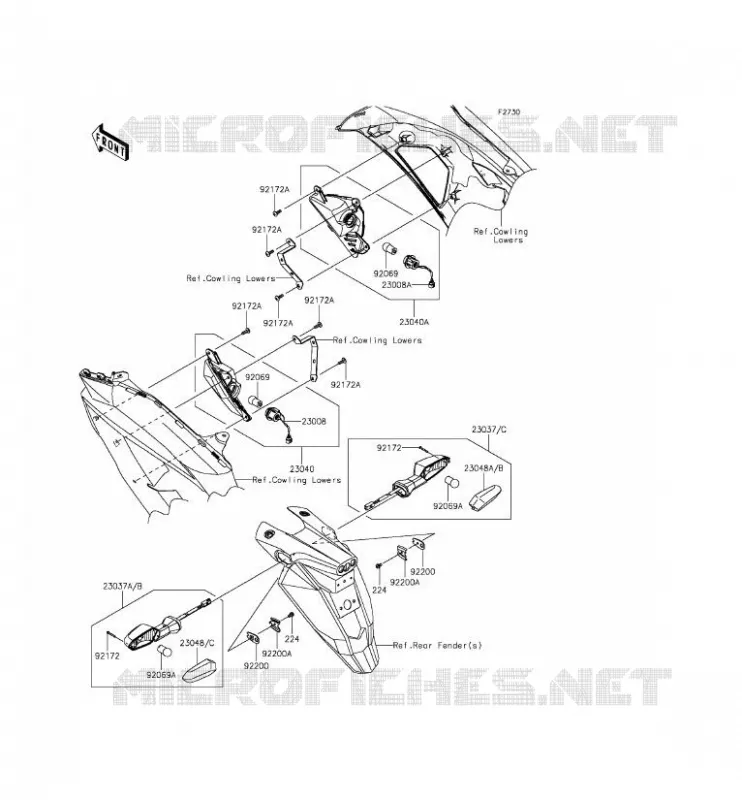 CLIGNOTANTS Kawasaki MOTOS 650 2012 ER-6F  EX650ECF