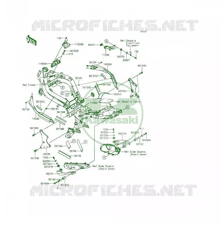 PIECE DE CADRE (COUVERTURE) Kawasaki MOTOS 650 2013 ER-6F  EX650EDS