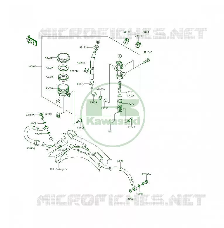 MAITRE CYLINDRE ARRI&Egrave;RE Kawasaki MOTOS 650 2013 ER-6F  EX650EDS