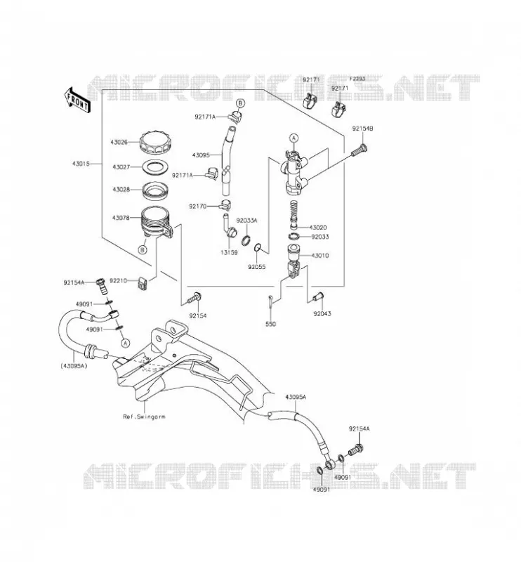 MAITRE CYLINDRE ARRI&Egrave;RE Kawasaki MOTOS 650 2013 ER-6F  EX650EDS