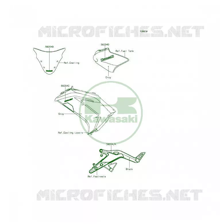 Decals(Gray)(EGF) Kawasaki MOTOS 650 2014 ER-6F  EX650EEF