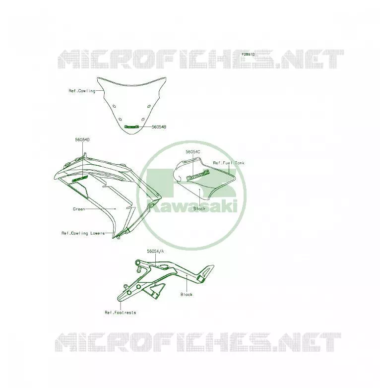 Decals(Green)(EFF) Kawasaki MOTOS 650 2014 ER-6F  EX650EEF