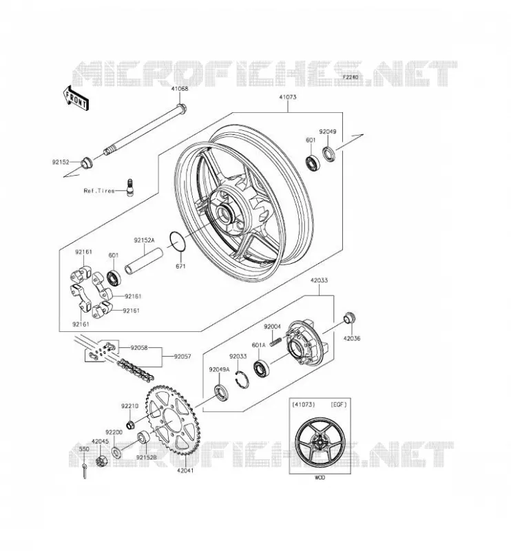 ROUE ARRI&Egrave;RE/CHAINE Kawasaki MOTOS 650 2014 ER-6F  EX650EEF