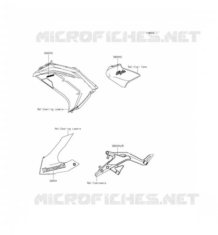 STICKER(ORANGE)(VERT)(GRIS) Kawasaki MOTOS 650 2014 ER-6F  EX650EEF