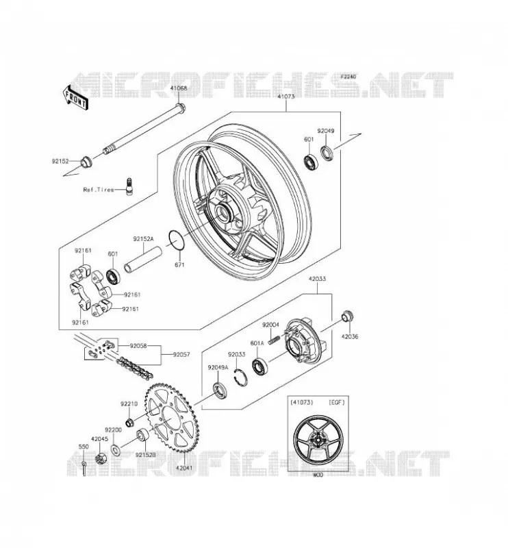ROUE ARRI&Egrave;RE/CHAINE Kawasaki MOTOS 650 2014 ER-6F  EX650EEF