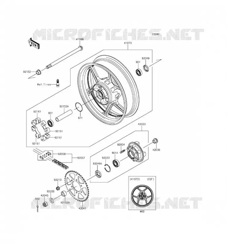 ROUE ARRI&Egrave;RE/CHAINE Kawasaki MOTOS 650 2014 ER-6F  EX650EEF
