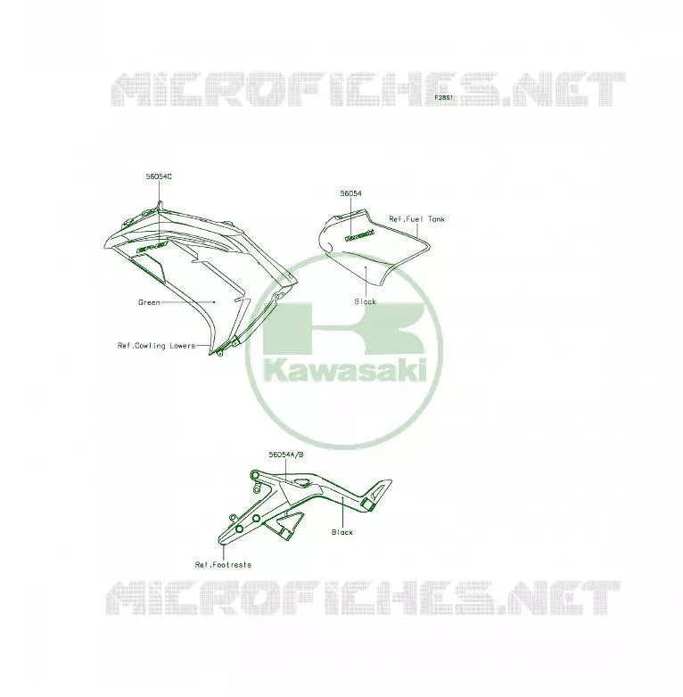 Decals(Green)(ECF) Kawasaki MOTOS 650 2015 ER-6F  EX650EFF