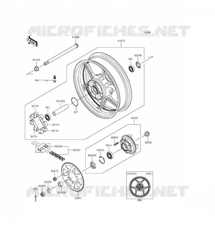 MOYEU ARRIERE Kawasaki MOTOS 650 2012 ER-6F ABS  EX650FCF