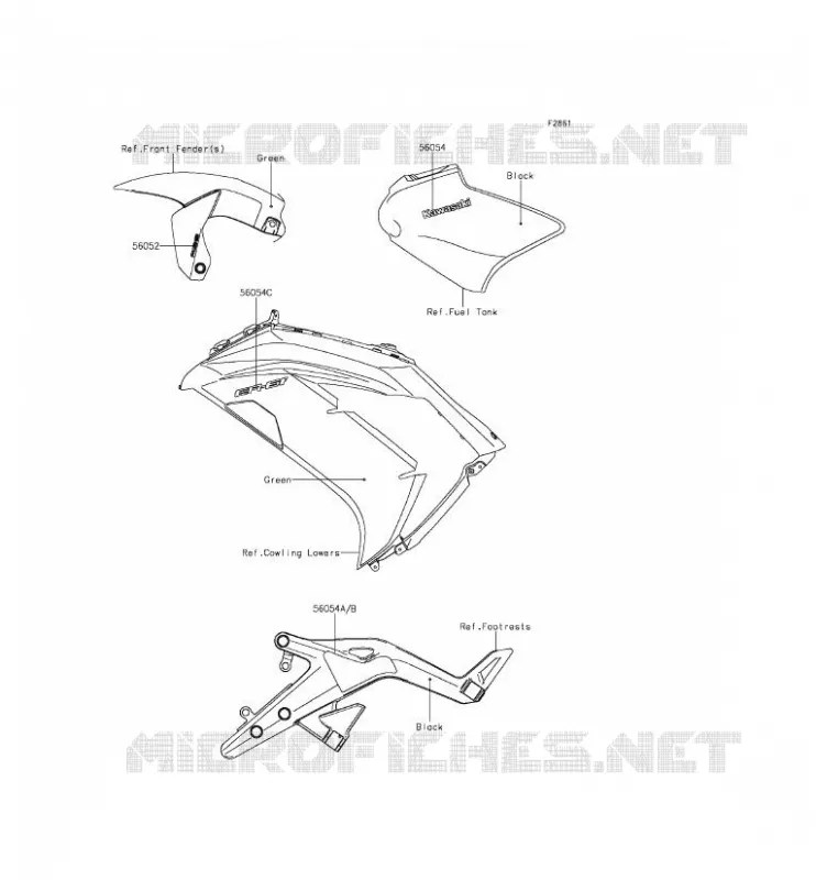 STICKER(GREEN) Kawasaki MOTOS 650 2012 ER-6F ABS  EX650FCF
