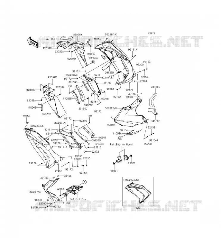 CARENAGE INFERIEUR Kawasaki MOTOS 650 2012 ER-6F ABS  EX650FCF