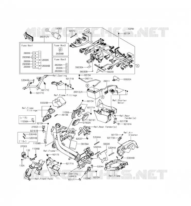 CHASSIS EQUIPMENT ELECTRIQUE Kawasaki MOTOS 650 2012 ER-6F ABS  EX650FCF