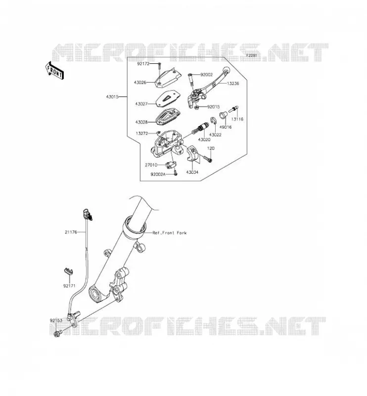 MAITRE CYLINDRE AV Kawasaki MOTOS 650 2013 ER-6F ABS  EX650FDS
