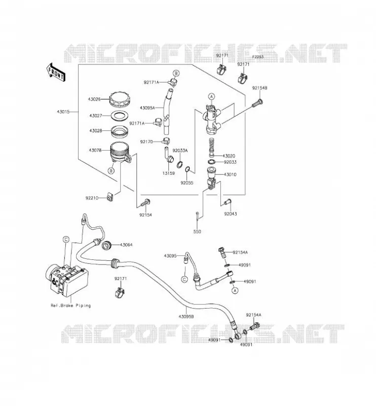 MAITRE CYLINDRE ARRI&Egrave;RE Kawasaki MOTOS 650 2013 ER-6F ABS  EX650FDS