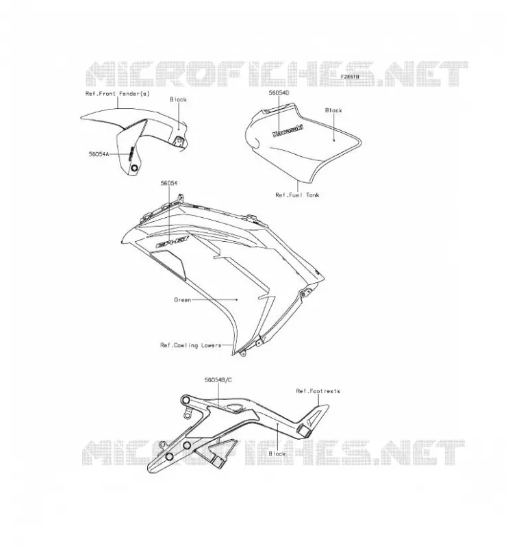 STICKER(GREEN) Kawasaki MOTOS 650 2013 ER-6F ABS  EX650FDS