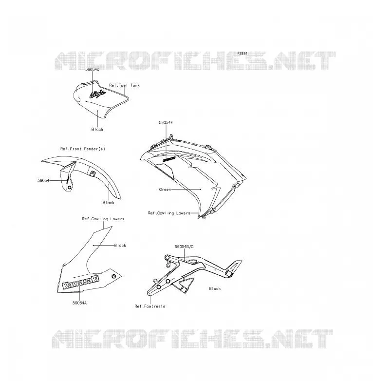 STICKER(GREEN)(CN) Kawasaki MOTOS 650 2013 ER-6F ABS  EX650FDS