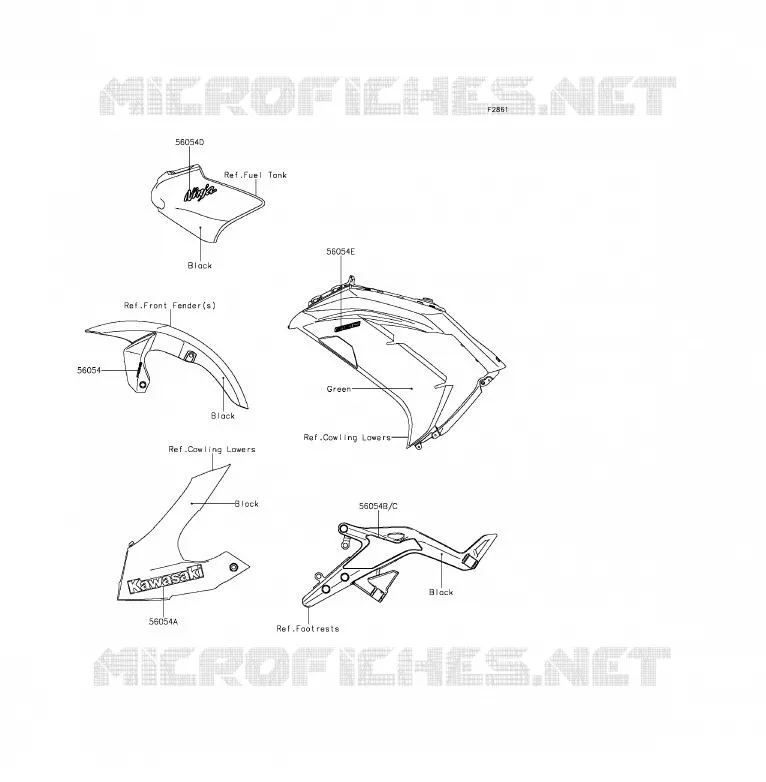STICKER(GREEN)(CN) Kawasaki MOTOS 650 2013 ER-6F ABS  EX650FDS