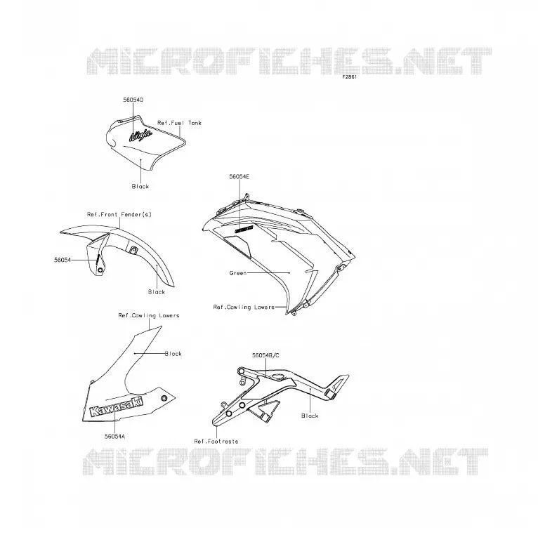 STICKER(GREEN)(CN) Kawasaki MOTOS 650 2013 ER-6F ABS  EX650FDS