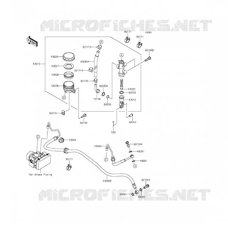 MAITRE CYLINDRE ARRI&Egrave;RE Kawasaki MOTOS 650 2013 ER-6F ABS  EX650FDS