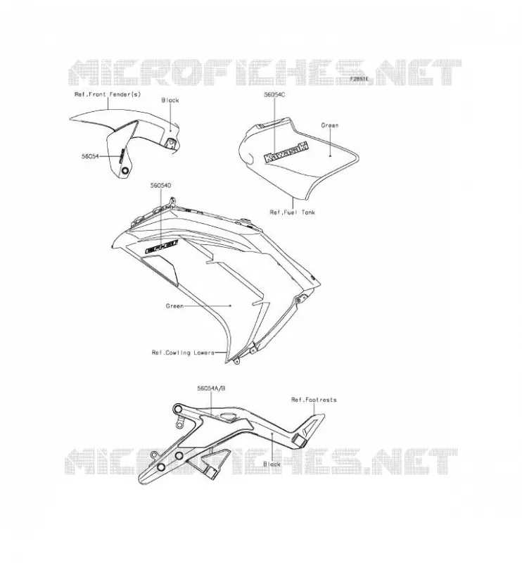 STICKER(GREEN) Kawasaki MOTOS 650 2014 ER-6F ABS  EX650FEF