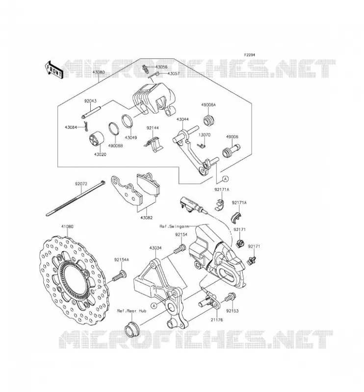 FREIN ARRIERE Kawasaki MOTOS 650 2014 ER-6F ABS  EX650FEF
