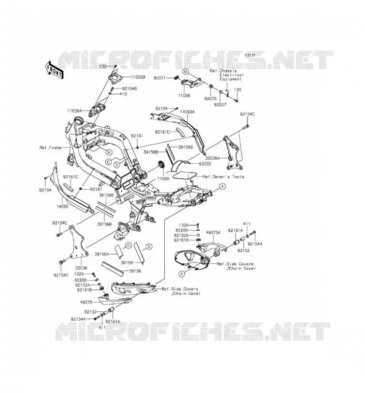 PIECE DE CADRE (COUVERTURE) Kawasaki MOTOS 650 2014 ER-6F ABS  EX650FEF
