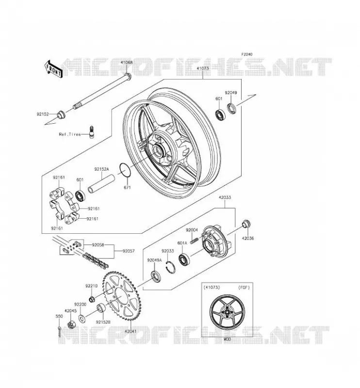 ROUE ARRI&Egrave;RE/CHAINE Kawasaki MOTOS 650 2014 ER-6F ABS  EX650FEF