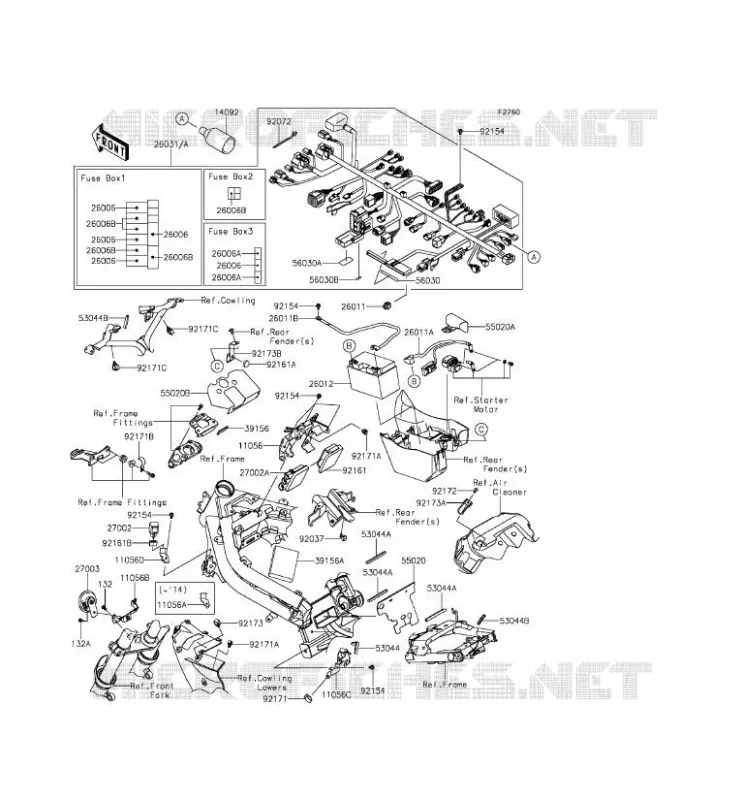 CHASSIS EQUIPMENT ELECTRIQUE Kawasaki MOTOS 650 2014 ER-6F ABS  EX650FEF