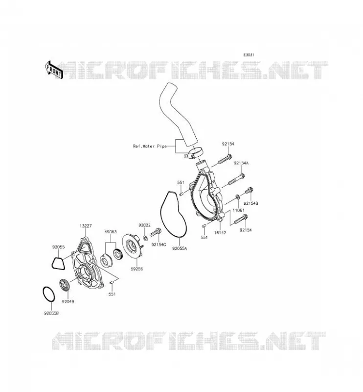 POMPE &Agrave; EAU Kawasaki MOTOS 650 2014 ER-6F ABS  EX650FEF
