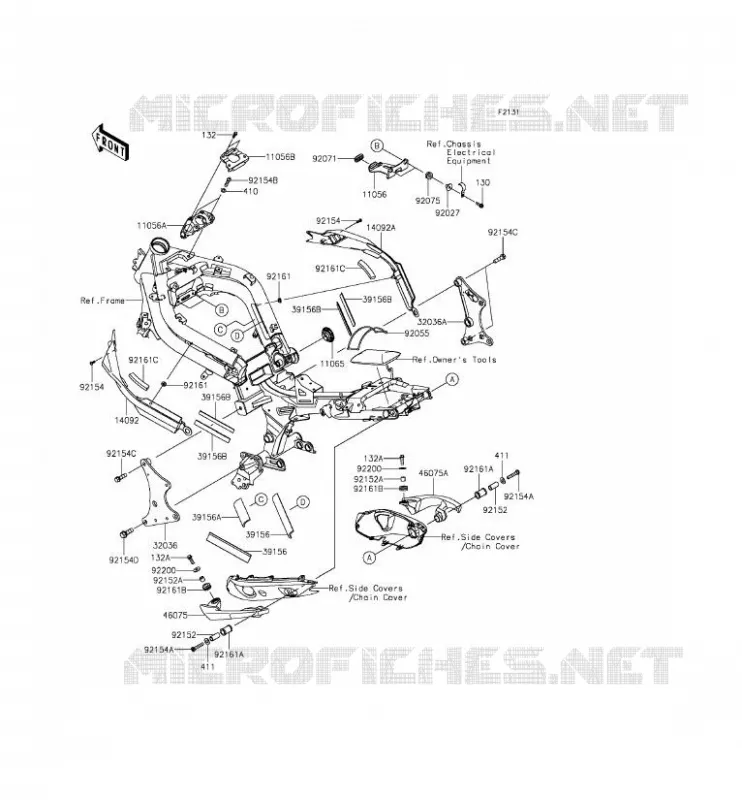 PIECE DE CADRE (COUVERTURE) Kawasaki MOTOS 650 2015 ER-6F ABS  EX650FFF