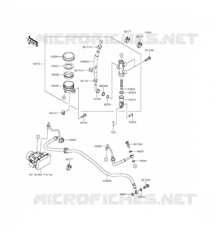 MAITRE CYLINDRE ARRI&Egrave;RE Kawasaki MOTOS 650 2015 ER-6F ABS  EX650FFF