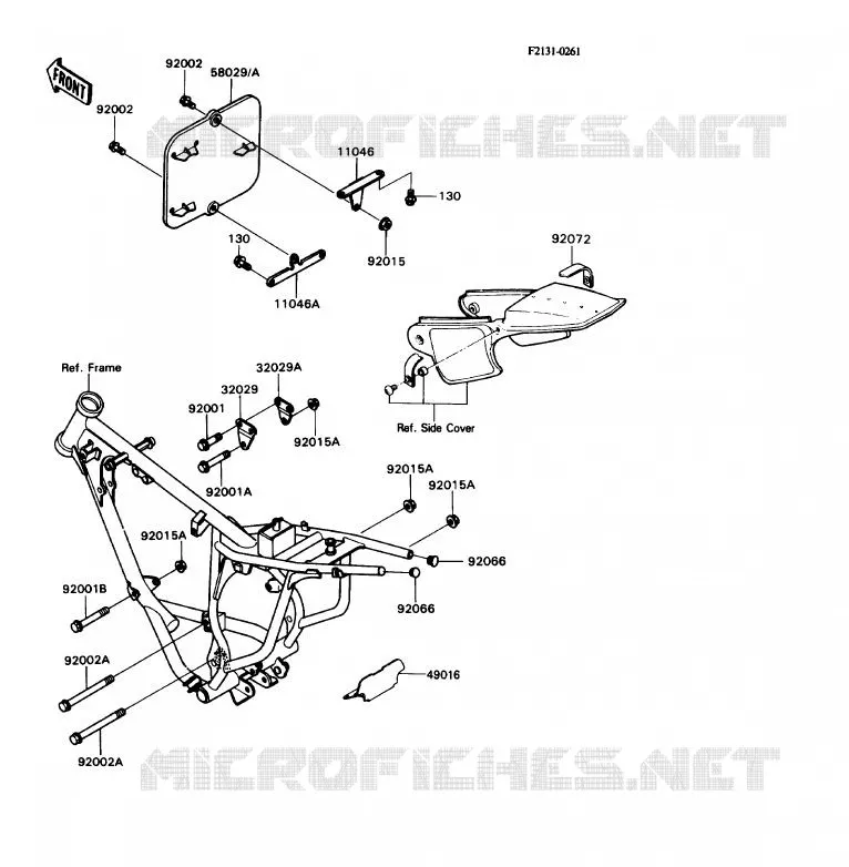 PIECE DE CADRE (COUVERTURE) Kawasaki MOTOS 80 1990 KD80X  KD80-N3