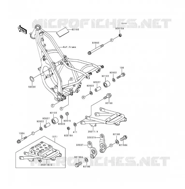 PIECE DE CADRE Kawasaki MOTOS 125 1990 KDX125SR  KDX125-A1