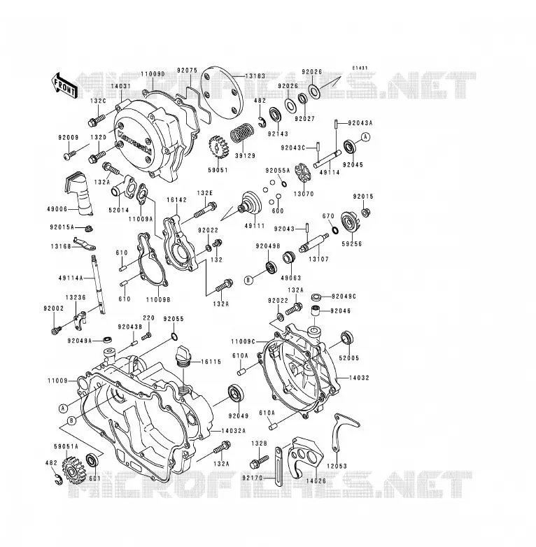 COUVERCLES MOTEUR Kawasaki MOTOS 125 1991 KDX125SR  KDX125-A2