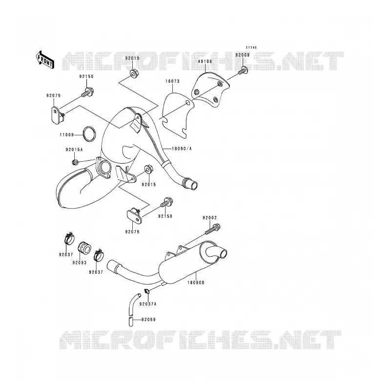 &Eacute;CHAPPEMENT Kawasaki MOTOS 125 1991 KDX125SR  KDX125-A2