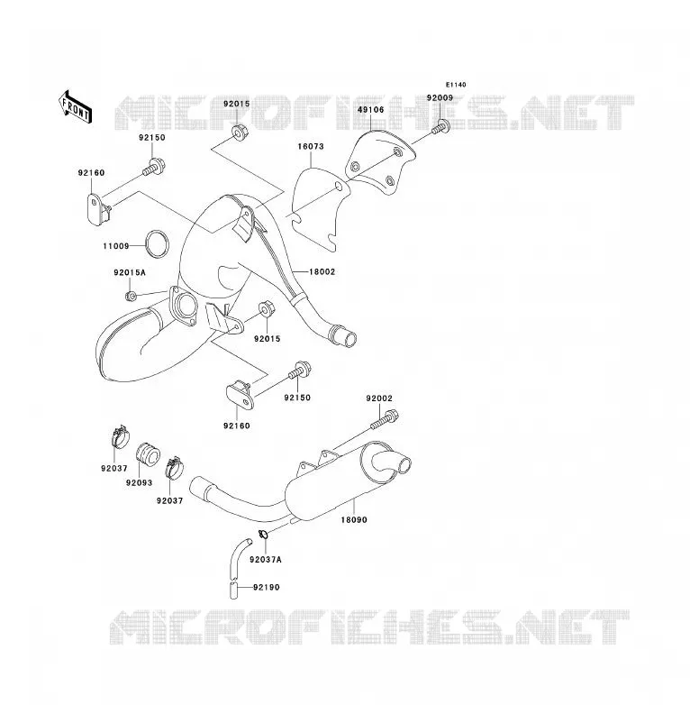&Eacute;CHAPPEMENT Kawasaki MOTOS 125 1992 KDX125SR  KDX125-A3